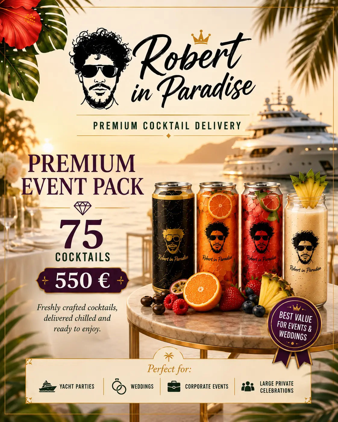Premium Event Pack – 75 Premium Cocktails Santos Gourmet