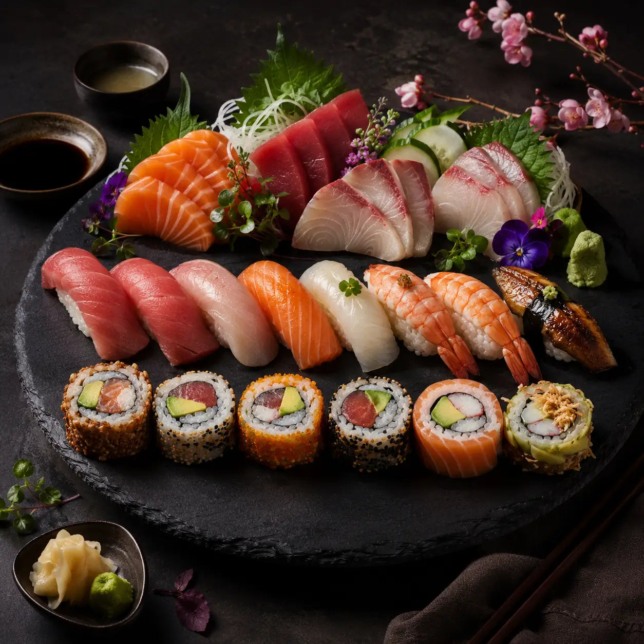 Premium Sushi Pack – Rolls, Nigiri & Sashimi Selection Santos Gourmet